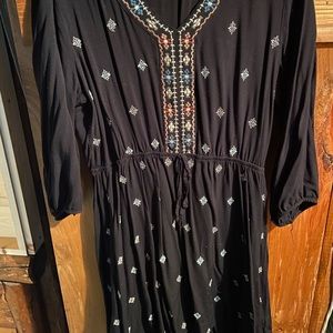 Black 3/4 Patterned Dress